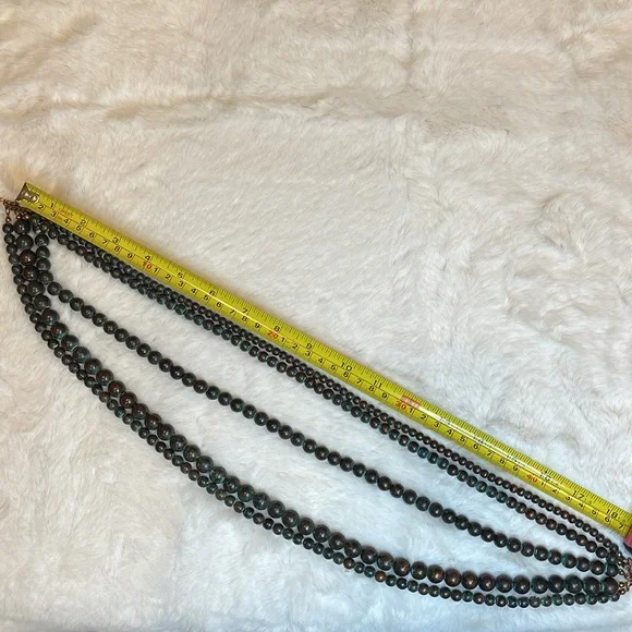 Multi Strand Patina Beaded Ajustable Necklace - Picture 7 of 9